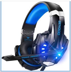 7.1 Surround Sound Noise Cancelling with Mic LED Light Soft Memory Earmuffs for PS4 PC Xbox One PS5 Controller for Nintendo Xbox Series X|S