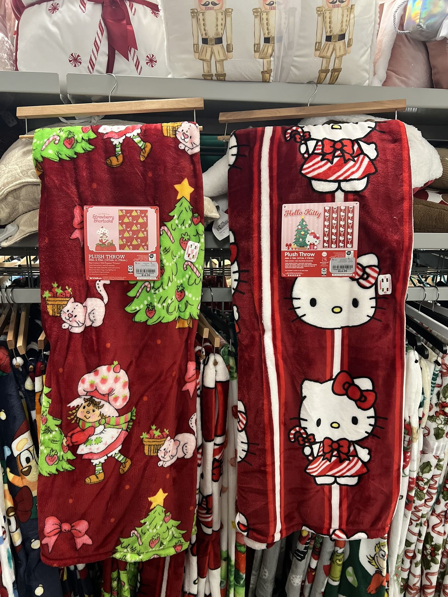 Hello kitty & strawberry shortcake blanket 