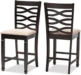 Brown Finished Wood Counter Height Pub Chair Set-BRWH-B07X5QY8NT