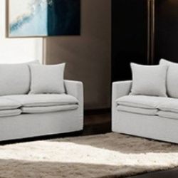 Brand New Light Grey Super Plush Sofa & Loveseat (Pillows Included)