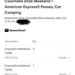 2 Coachella Weekend 1 GA Passes + Car Camping Pass – Bundle $2000
