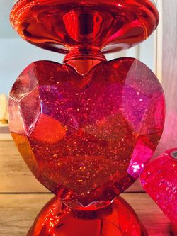 Rare Bath & Body Works Heart ❤️ Glitter Globe 3 Wick Candle Pedestal 