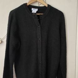 Acrylic 100% Cardigan Knitted Black M-L Acrylic 100%