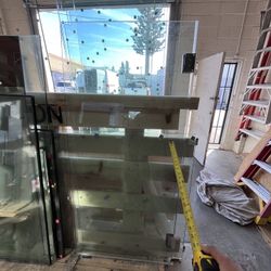 3/8 Inch Clear Temp Glass 32 X 69 (good Condition) With Hardware