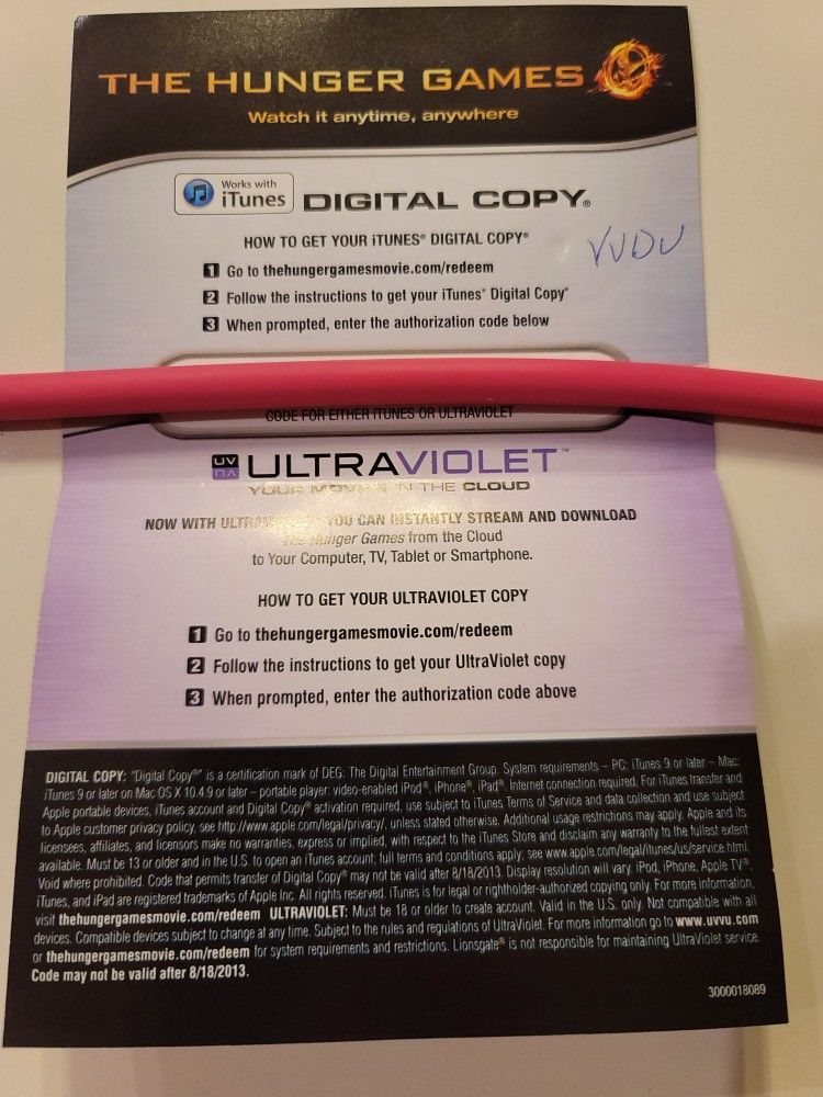 $4 HD DIGITAL MOVIE CODE. HUNGER GAMES. $4 OR TRADE FOR A MOVIE TITLE I DO NOT ALREADY OWN.