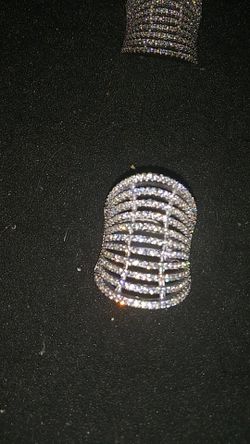 Silver ring on crystals