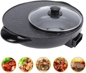 2 in 1 Hot Pot Electric Grill, Electric Grill with Shabu Shabu Hot Pot, Smokeless