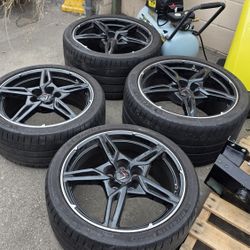 Black OEM Corvette Wheels With Tires
