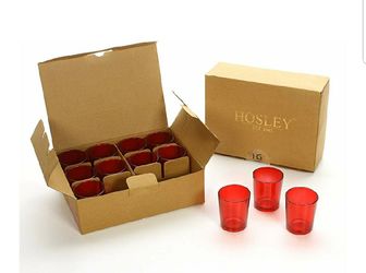 Hosley Set of 24 Red Glass Votive/Tea Light Holders. Ideal Gift for Weddings, Parties, Spa & Aromatherapy. Great Value.