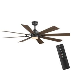 Makenna 60" White Color Changing Outdoor LED Matte Black Ceiling Fan with DC Motor and Remote NEW