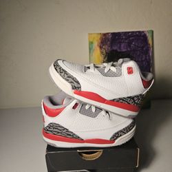 Size 8c - Kids Fire Red Jordan 3's - $85
