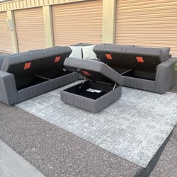 Costco Thomasville Grey Storage Sectional + Ottoman - Delivery