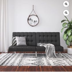 Black Faux Leather Futon / Last One 