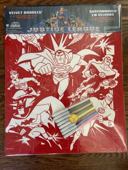 Velvet Doodle 16 X 20 Justice League Two Posters 6 Color Pens, Vtg 