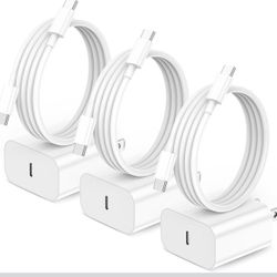 for iPhone16 Charger, 3 Pack 20W USB-C Fast Wall Charger with 6ft C to C Cable for iPhone 16/16 Pro/16 Pro Max/16 Plus/15 Series/iPad Air/iPad Pro and