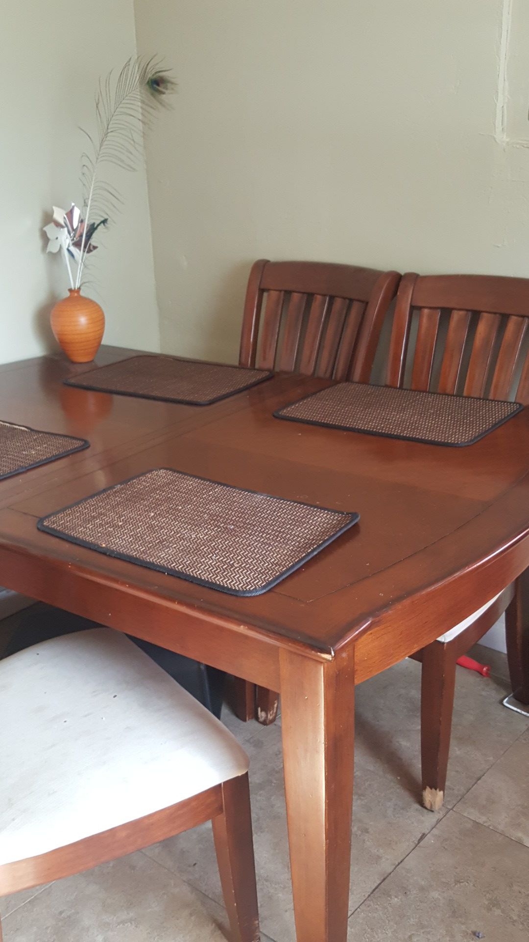 Solid wood kitchen table with extension