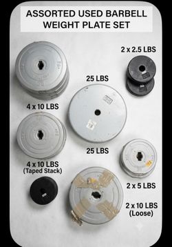 Assorted Cast Iron and Vinyl Weight Plates Set