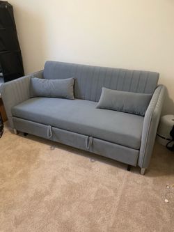 Gray Velvet Sleeper Sofa