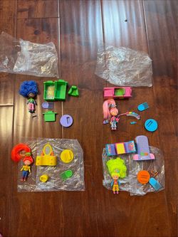 Vtg MI 1987 Rockin Trolls Miniature Doll 4 Set+Furniture & Accessories