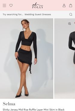 Oh polly Selma slinky jersey mid rise ruffle layer mini skirt black size 4