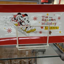 Mickey Mouse and Minnie Mouse Disney Holiday Christmas Platter