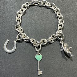 Tiffany & Co. 3 Charm Sterling Silver Bracelet