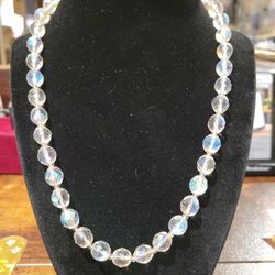 Vintage Faceted AuBorealis Crystal 20" Necklace F8 