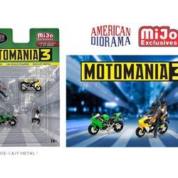 American Diorama 1:64 Diecast Metal Moto Mania 3 Figure & Bike Set #76499