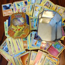 Pikiachu Tin Can With 250 Cards 