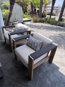 2 Patio Club Chairs - Sunbrella Fabric - Smith and Hawke