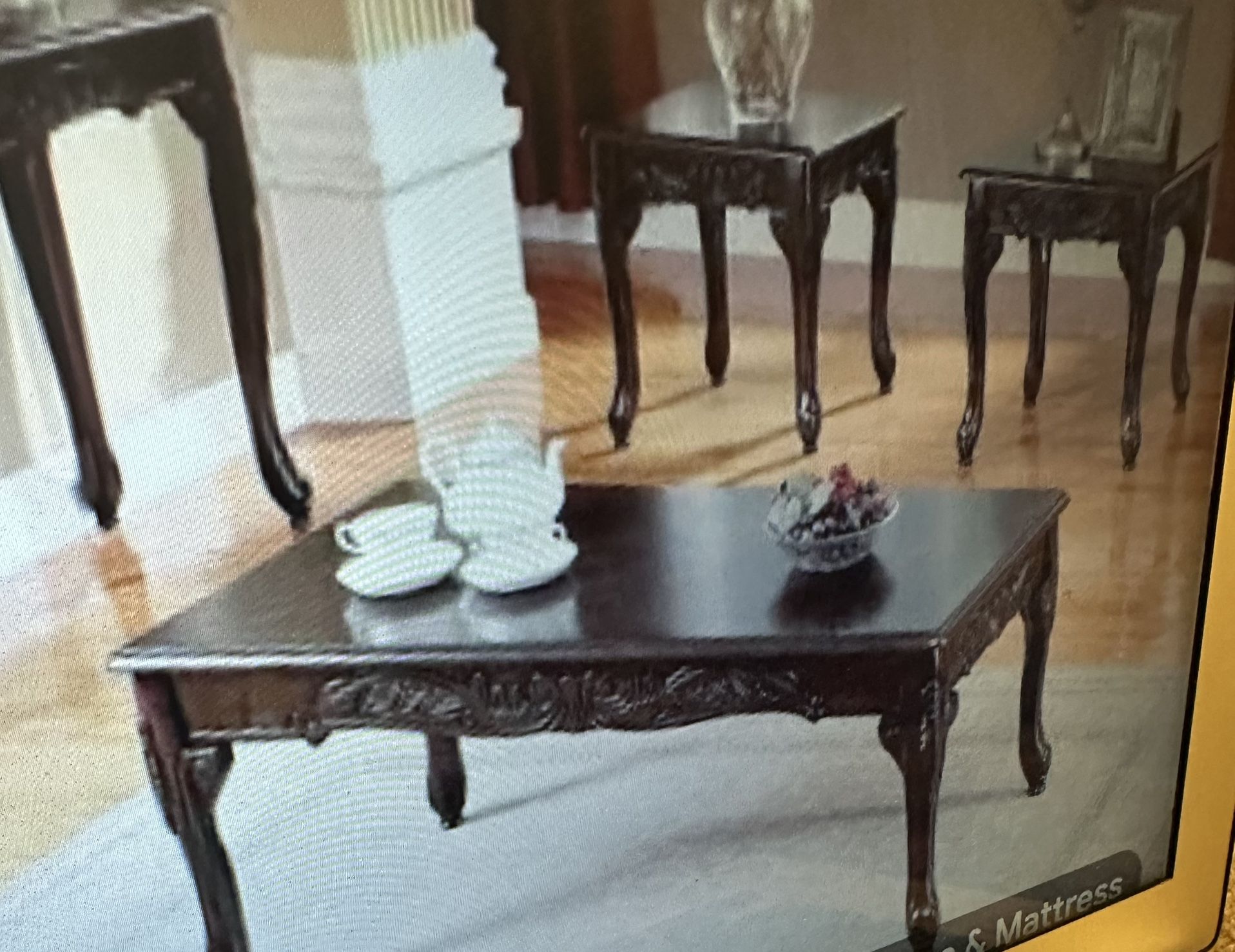 One dark brown   Coffee Table With 2 Side Tables