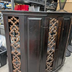 Vintage Mahogany Wood & Copper bar with wine inserts