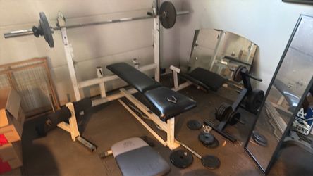 weight benchand and accessories, weights