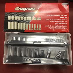 96091 *NEW* Snap-On 224SFFSM 24pc Metric Shallow And Deep Socket Set 569380