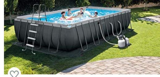 INTEX 24X18X52 SALT WATER POOL LIKE NEW With Deck And Tons Of Extras