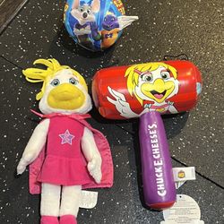 Chuck E Cheese 3 Helen Plush Superhero Hen Chicken Mallet Ball Stuffed lot of 3