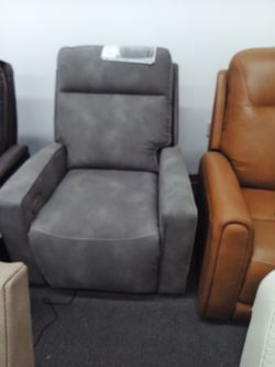 Power Recliner Chair Faux Leather in Grey 