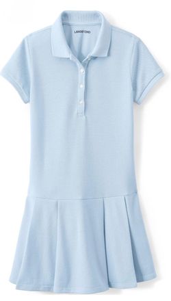 Brand New Land’s End School Uniform Girls Short Sleeve Mesh Polo Dress Light Blue size 14