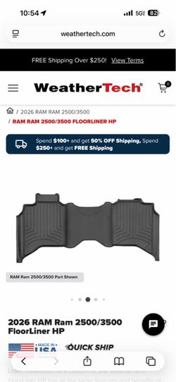 Rear WeatherTech FloorLiner HP for RAM 2500/3500