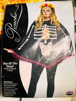 Day of the Dead Skeleton Poncho Costume