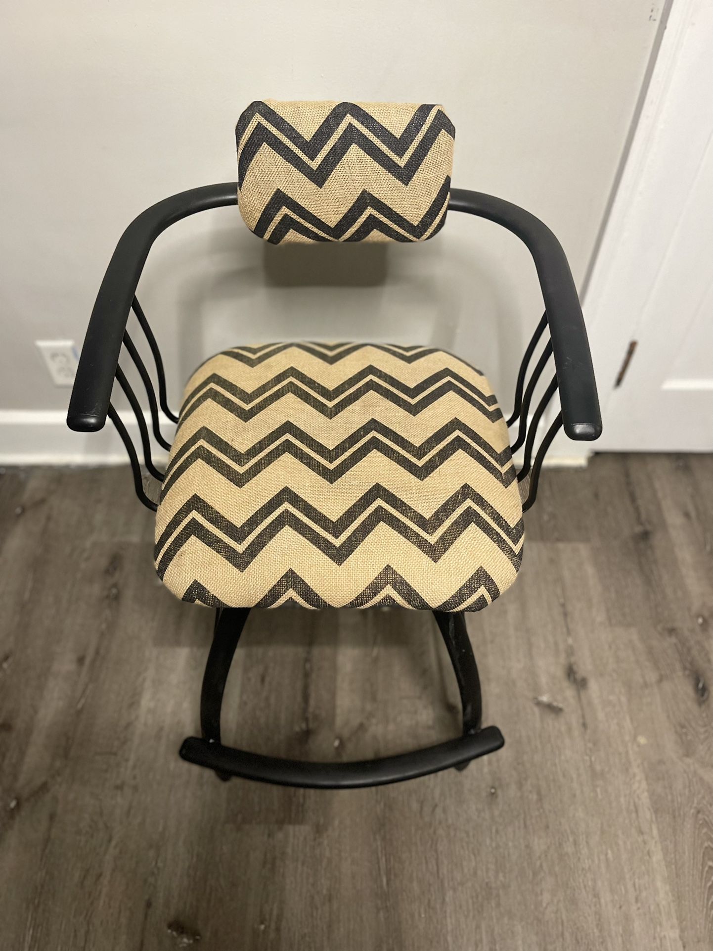 Restored Vintage Armed Swivel Chair Cushioned Seat And Back