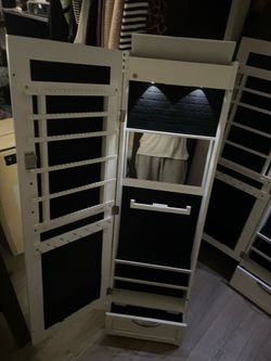 White Jewelry Cabinet with LED Lights