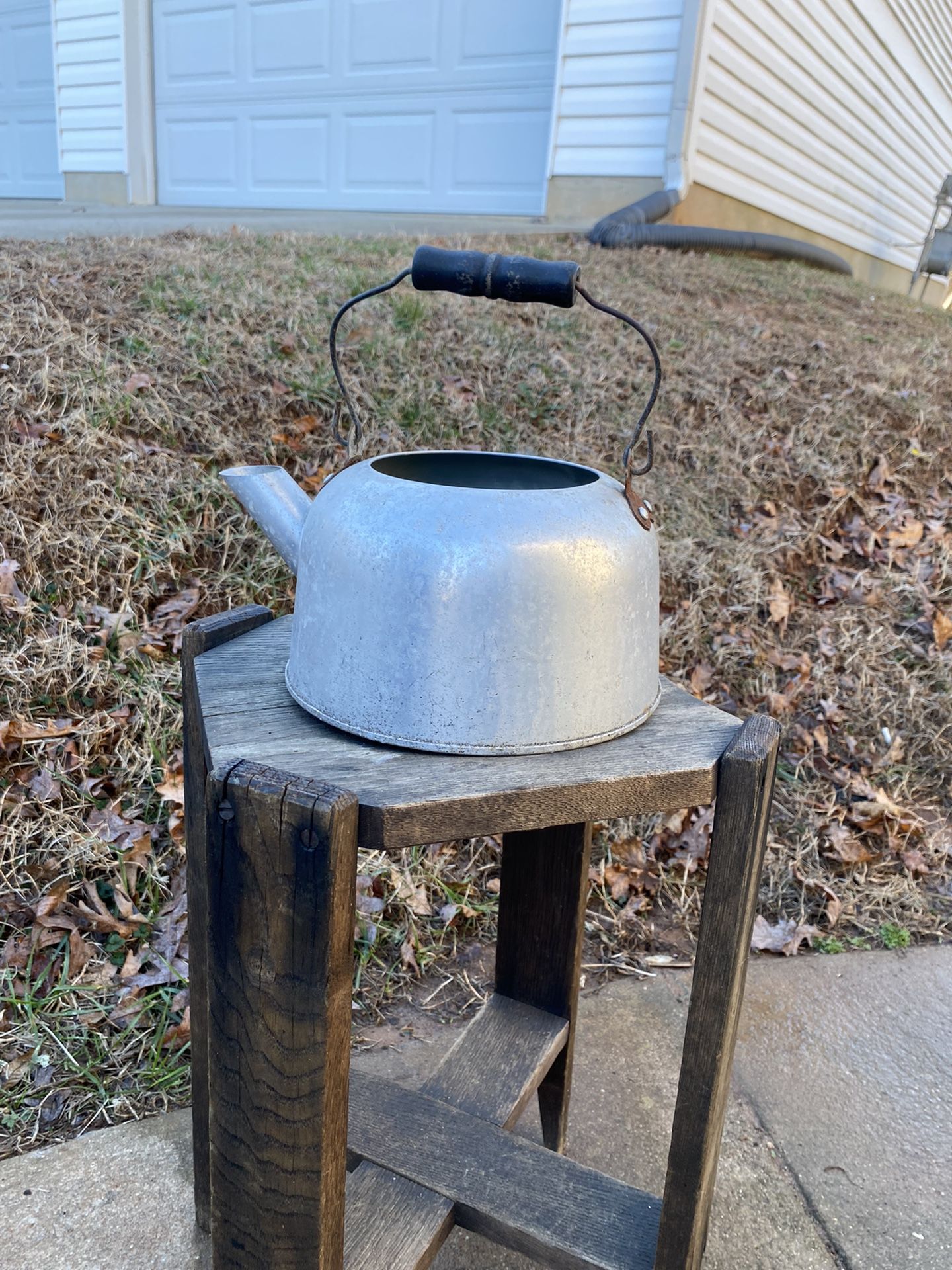 Primitive Metal Coffee Pot (would Make A Great Flower Pot As It Leaks Around The Bottom)