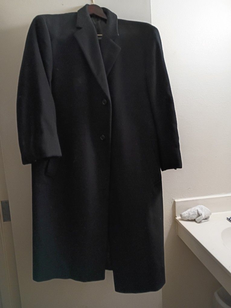 Men's Black Wool Overcoat  (Stafford) 