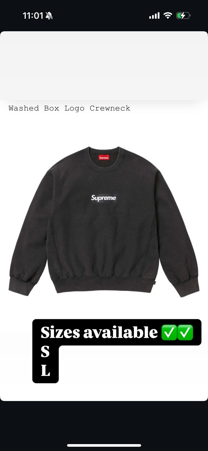 Supreme SS 25’ Week 3 Washed Logo Crewneck Black L, Navy M, License Plate, Block Knit Beanie