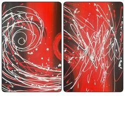 Black White Red Abstract Wall Art Decor Modern Wall Art Minimalist Canvas Set 