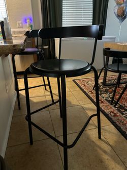 Set of 2 Black Bar Stools