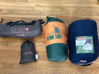 ALPS Lynx 1 Tent Coleman Brazos Sleeping Bag Ryno Tuff Pad Camping
