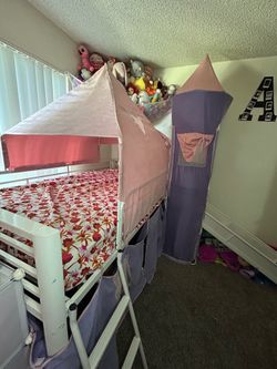 Girls castle loft bed with slide