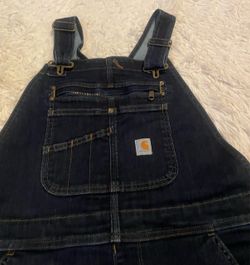 Carhartt Dark Wash Denim Bib Overalls L